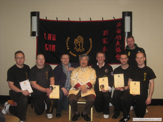 Sifu Derek Dawson (second on the right) was recently awarded a 5th Duan Wei at a grading held by the The Chinese Wushu Association, held in Dublin. Pictured with Master Yau in the middle